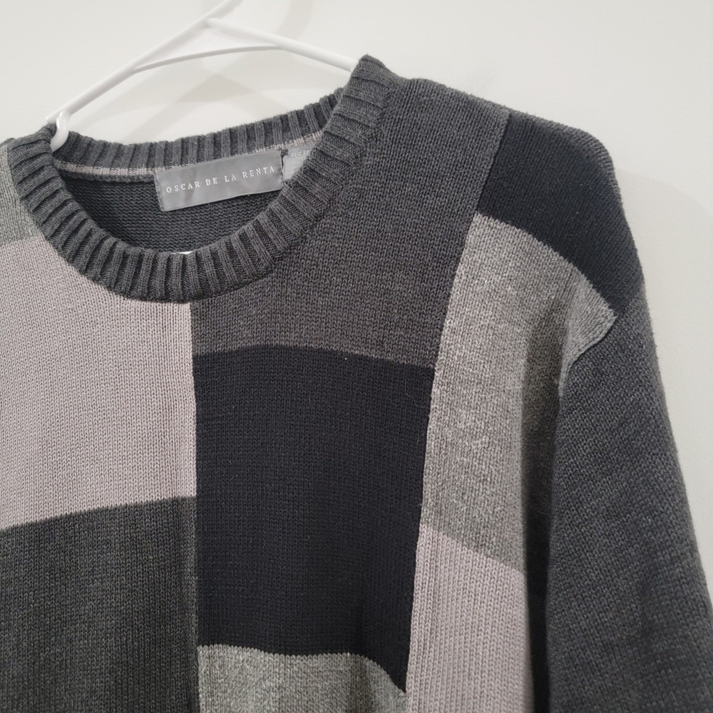 Vintage Oscar De La Renta Mens Sweater Size XL Silk Cotton Blend 90S Dad Grandpa - Picture 3 of 6